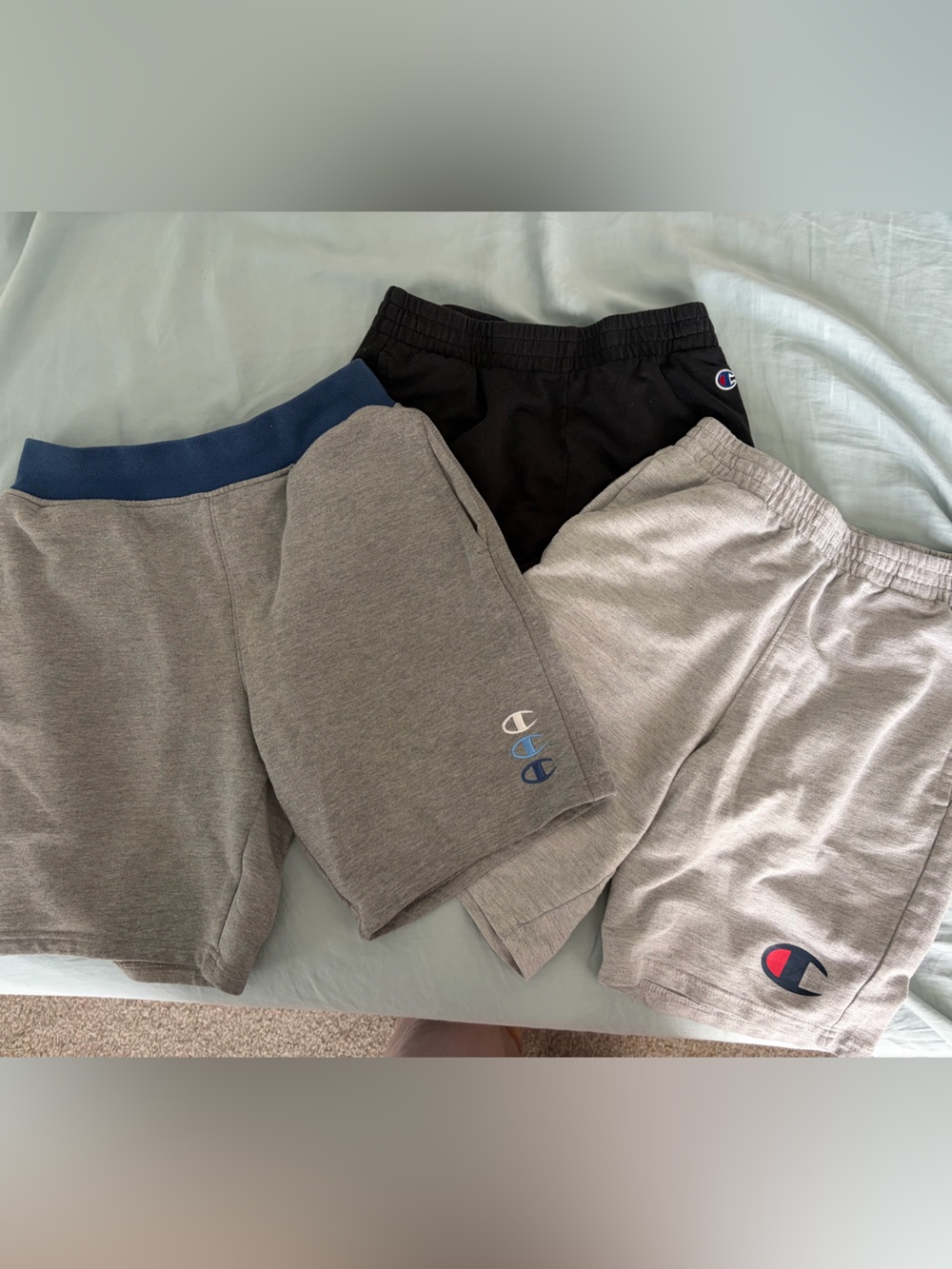 Champion Kids' 3-Pack Athletic Shorts - Gray, Black, Light Gray